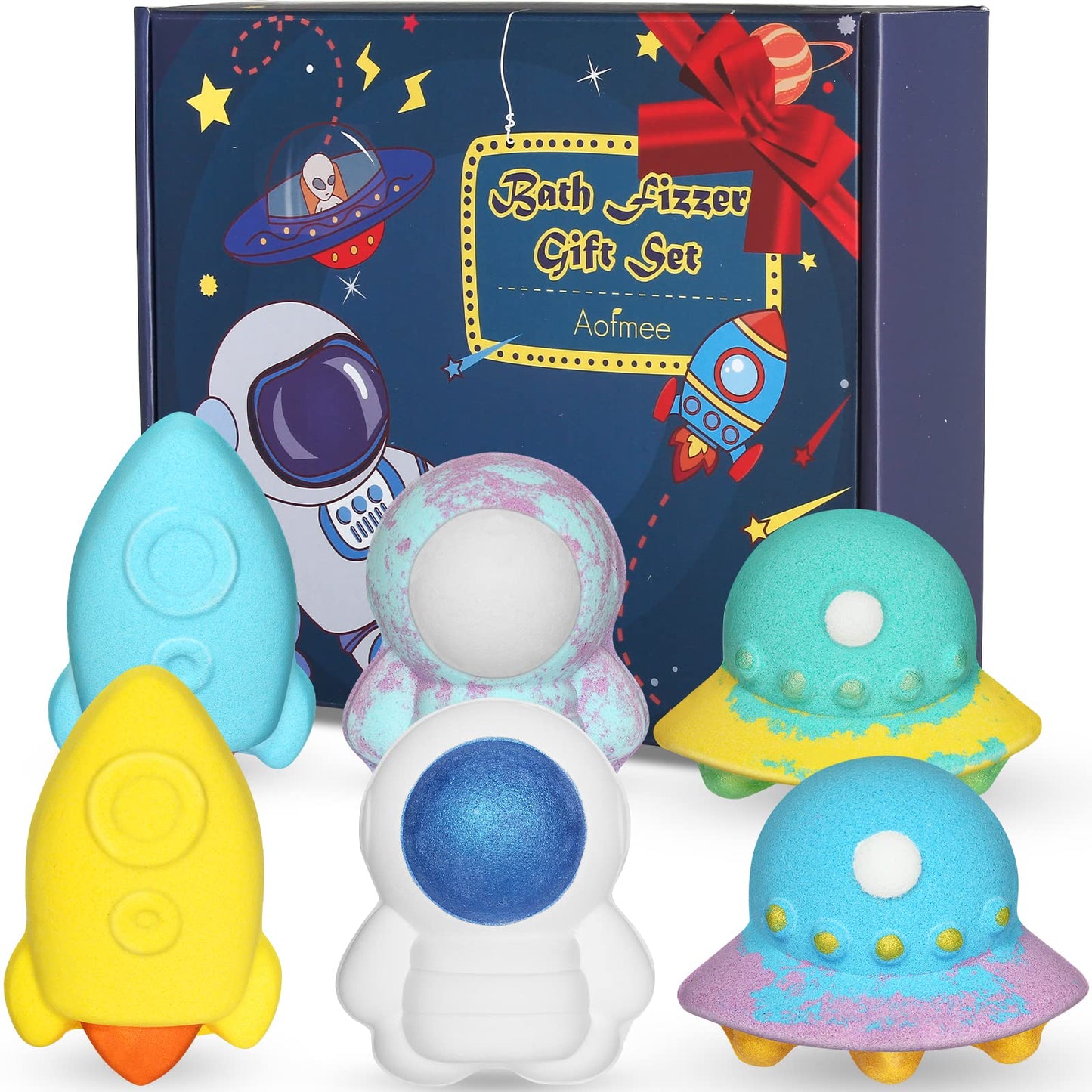 Aofmee Bath Bombs for Kids, Handmade Natural Bath Bombs with Toy Inside, Shea Cocoa Butter Moisturize, Spa Fizzies Bath Bomb Kit, Birthday Christmas Holiday Gifts for Women, Girls, Boys