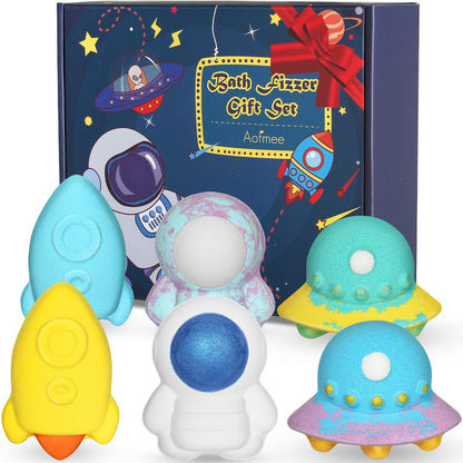 Aofmee Bath Bombs for Kids, Handmade Natural Bath Bombs with Toy Inside, Shea Cocoa Butter Moisturize, Spa Fizzies Bath Bomb Kit, Birthday Christmas Holiday Gifts for Women, Girls, Boys