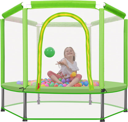Merax 55" Mini Trampoline for Kids, 4.5FT Indoor Outdoor Toddler Trampoline with Safety Enclosure Net and Pit Balls Baby Small Trampoline Birthday Gifts for Girl and Boy Age 3 Months and up,