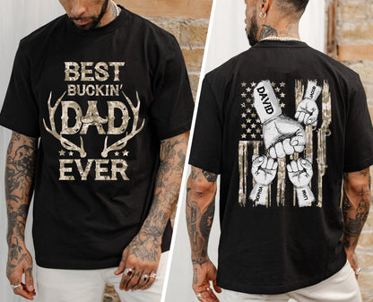 Personalized Fathers Day Shirts for Dad, Grandpa Shirt with Grandkids Names, Gifts for Dad Hunting Fishing
