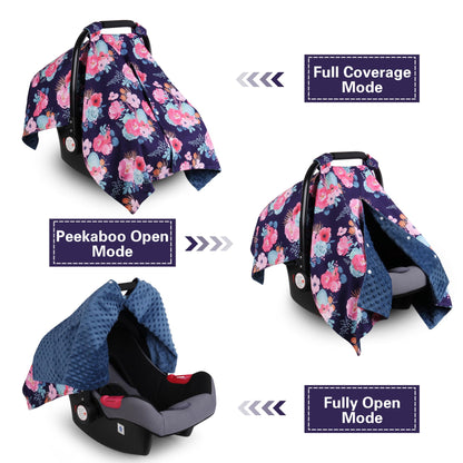 Rquite Car Seat Cover Baby, Carseat Covers Baby Boy, Minky Infant Car Seat Cover Winter, Peekaboo Opening Car Seat Canopy, Multi-use Baby Carrier, Stroller, Nursing Cover, Minky Blanket, Dinosaur