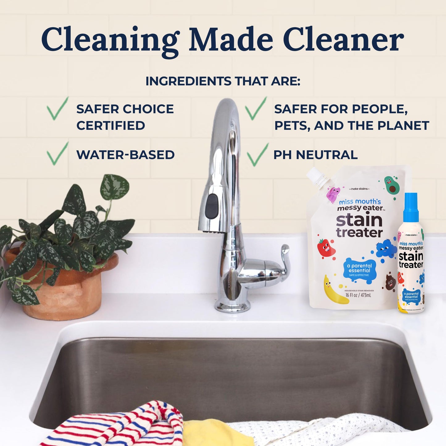 Miss Mouth's Messy Eater Stain Treater Spray - 4oz 2 Pack Stain Remover - Newborn & Baby Essentials - No Dry Cleaning Food, Grease, Coffee Off Laundry, Underwear, Fabric