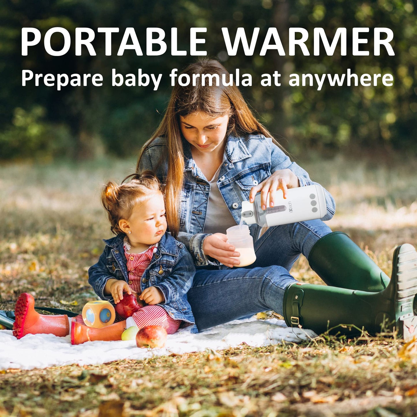 IXTECH Portable Water Warmer for Baby Formula, Milk Warmer for Travel, 10 oz., Electric Warming with Adjustable Temperature Control, Leak-Resistant Spout, Rechargeable and Wireless
