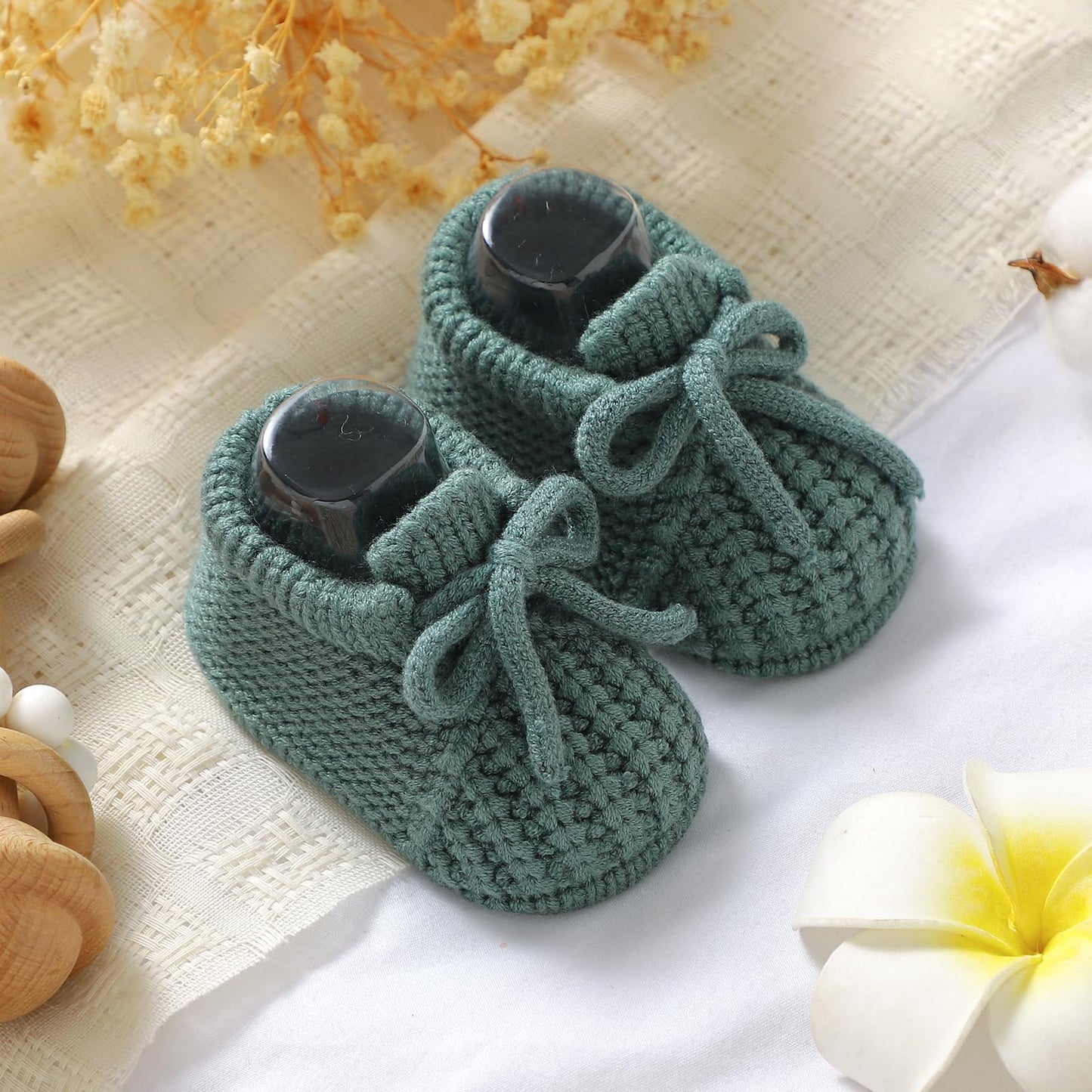 DovFanny Baby Booties Newborn Baby First Shoes Cozy Warm Knit Soft Booties for Toddler Infant Boy Girl