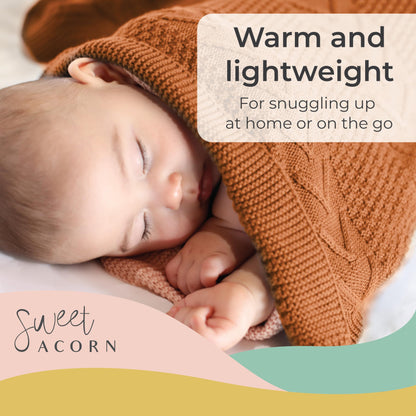 Knit Baby Blanket in Elegant Pattern, Organic Cotton Blankets for Crib or Stroller, Receiving Blankets - Salt White