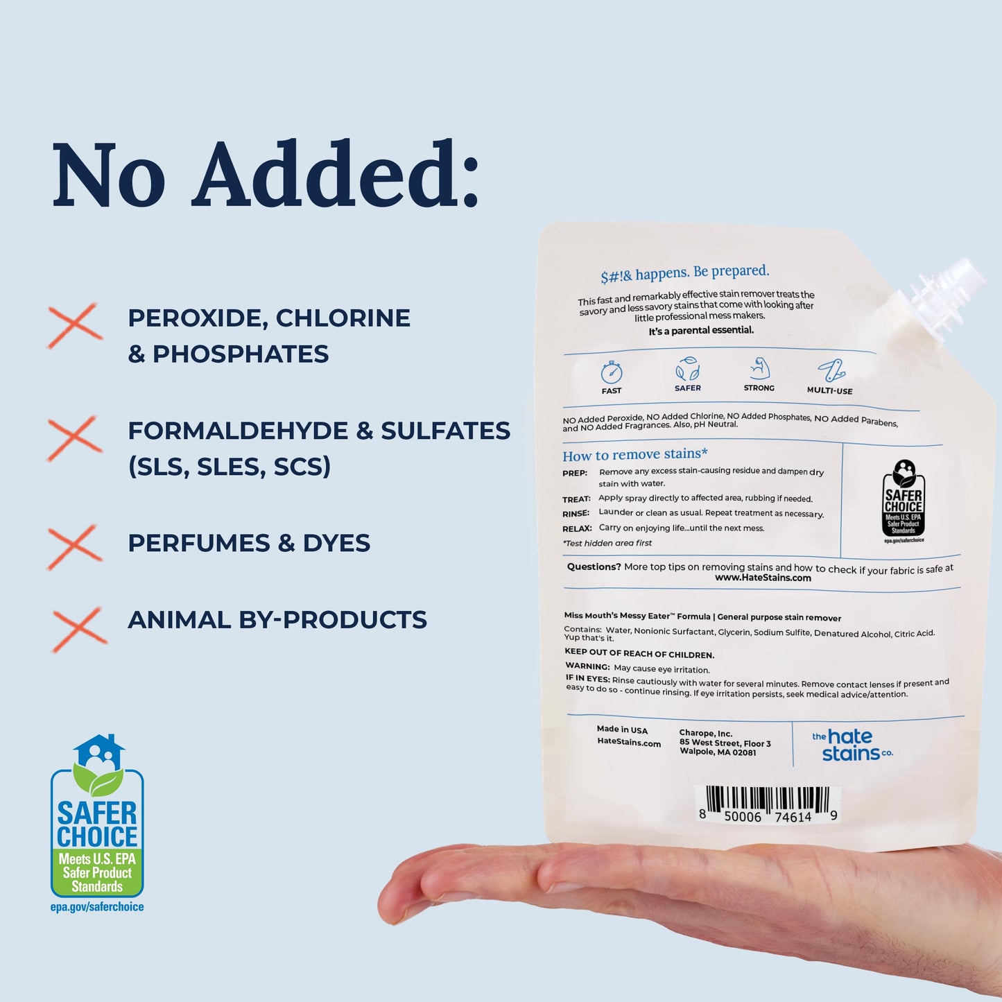 Miss Mouth's Messy Eater Stain Treater Spray - 4oz 2 Pack Stain Remover - Newborn & Baby Essentials - No Dry Cleaning Food, Grease, Coffee Off Laundry, Underwear, Fabric