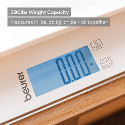 Beurer BY82 Multifunctional Baby Scale for Infants, Pets, Kids, & Adults up to 396lbs, Measures in 4 Units with Backlit Digital Display & Hold Function for Accuracy, Animal Scale for Cats and Dogs