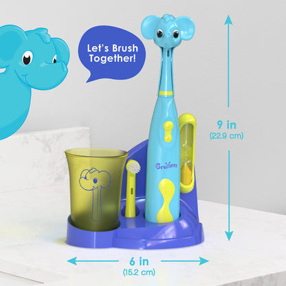 Brusheez Kids’ Electric Toothbrush Set - Safe & Effective for Ages 3+ - Parent Tested & Approved with Gentle Bristles, 2 Brush Heads, Rinse Cup, 2-Minute Timer, & Storage Base (Sparkle The Unicorn)