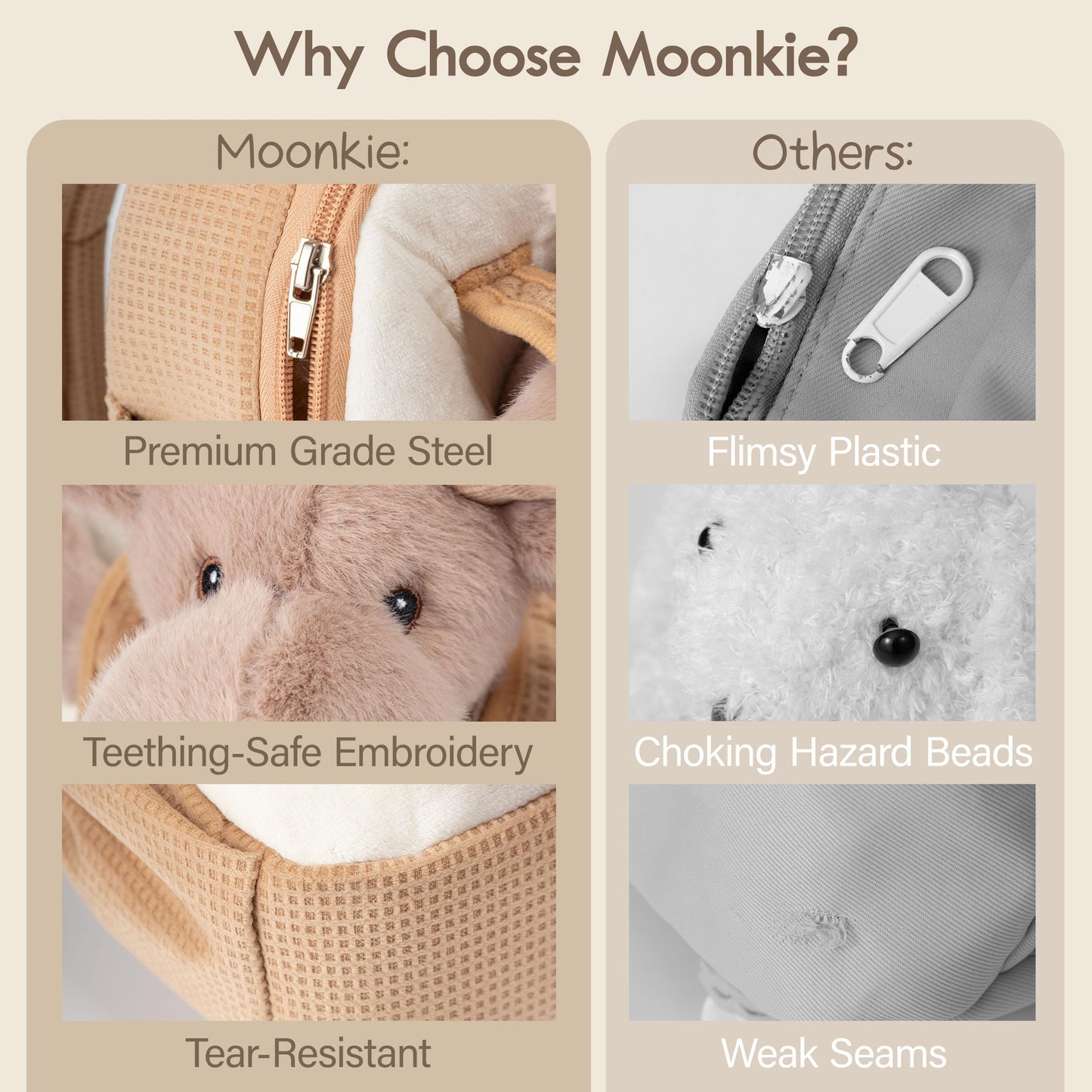 Moonkie Hug & Go™ Reindeer Toddler Backpack – Soft Plush Bag with Take-Along Toy for Kids Aged 2–4 | Ideal for Daycare | Travel & Birthday Gifts