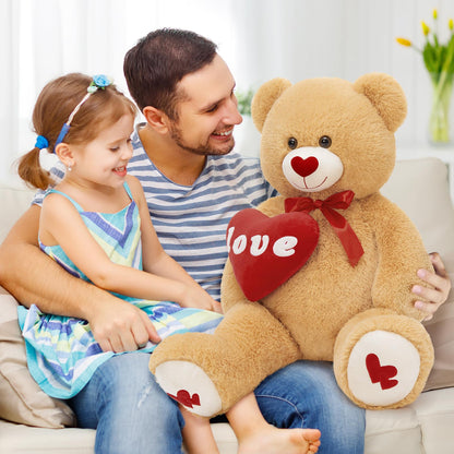 MorisMos Smile Giant Teddy Bear, 51inch Large Stuffed Bears with Big Footprints, Big Stuffed Animals Cuddly Plush Gifts for Girlfriends, Boyfriend, Dark Brown