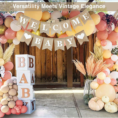 Welcome Baby Sign - Elegant Boy and Girl Announcement Banner - Newborn Birth Sign - Adorable Baby Shower Decor