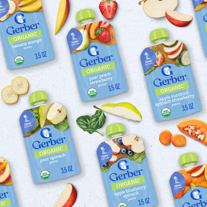 Gerber Baby Food Toddler Apple Pear Peach, 3.5 Oz Pouch