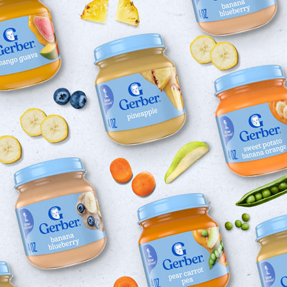 Gerber Stage 1 Baby Food, Organic Butternut Squash Jar, Baby Puree, Non-GMO, Vegetable, Puree Jars Glass, 10-pack