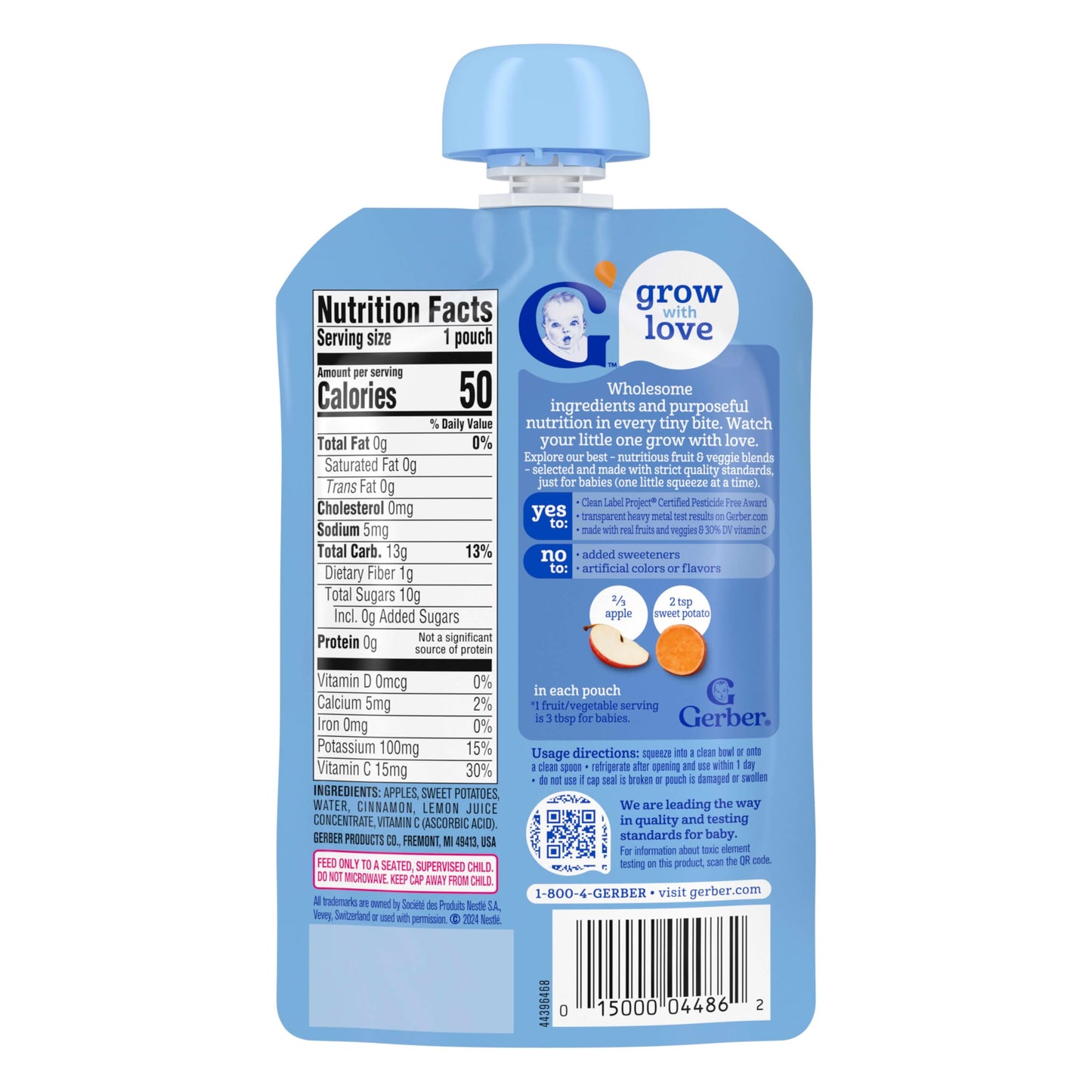 Gerber Baby Food Toddler Apple Pear Peach, 3.5 Oz Pouch