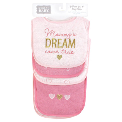 Hudson Baby Unisex Baby Cotton Terry Bib and Burp Cloth Set, Dinner Date, One Size