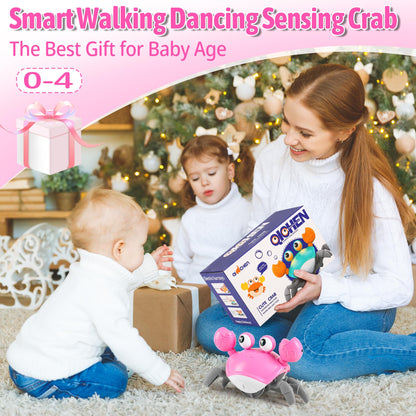Crawling Crab Baby Toy Infant: Tummy Time Toys for Babies 3 6 9 12 18 24 36 Months, Walking Dancing Sensing Crab for Toddler 1 2 3 4 Year Old, 1st Music Birthday Gifts for Boys Girls