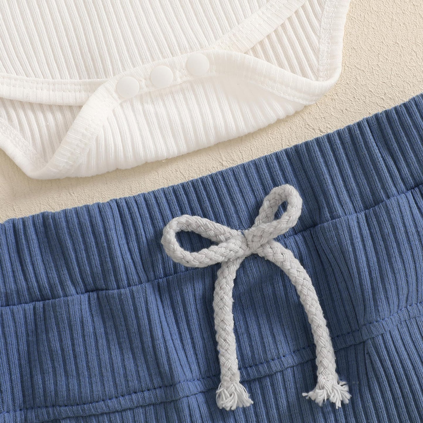 fhutpw Baby Boy Clothes Short Sleeve Romper & Shorts Sets Newborn 3 6 12 Months Summer Knitted Ribbed Splicing Color Outfits