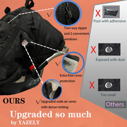 Winter Carseat Cover for Baby Cold-Weather Shield Protection - Baby Car Seat Cover for Infant Car Seat,Waterproof and Windproof Canopy CarSeat Covers for Baby Warm and Cozy Car Seat Covers