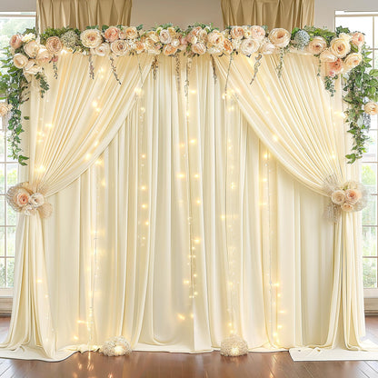 10x10ft Pink Backdrop Curtain with Lights String for Parties Wedding Wrinkle Free Soft Curtains Photo Backdrop Drapes for Girls Birthday Baby Shower Background Decorations 5x10ft, 2 Panels
