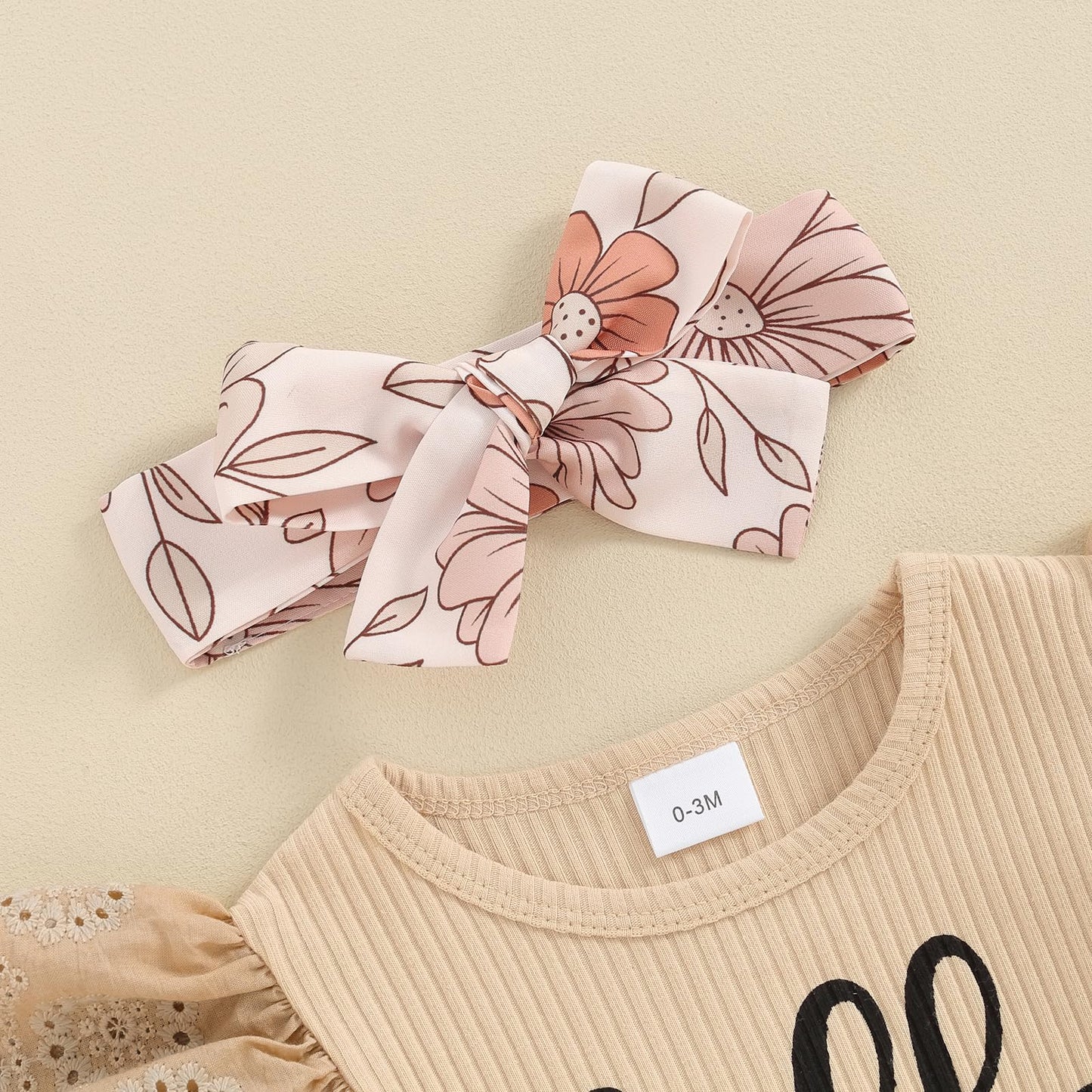 Hello World Newborn Outfit Baby Girl Going Home Outfit Ruffle Ribbed Romper Top Floral Pants Set Cute Summer Clothes