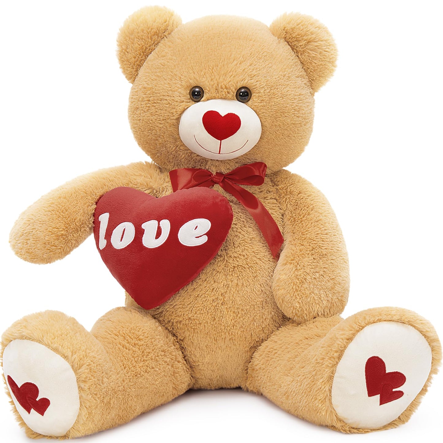 MorisMos Smile Giant Teddy Bear, 51inch Large Stuffed Bears with Big Footprints, Big Stuffed Animals Cuddly Plush Gifts for Girlfriends, Boyfriend, Dark Brown