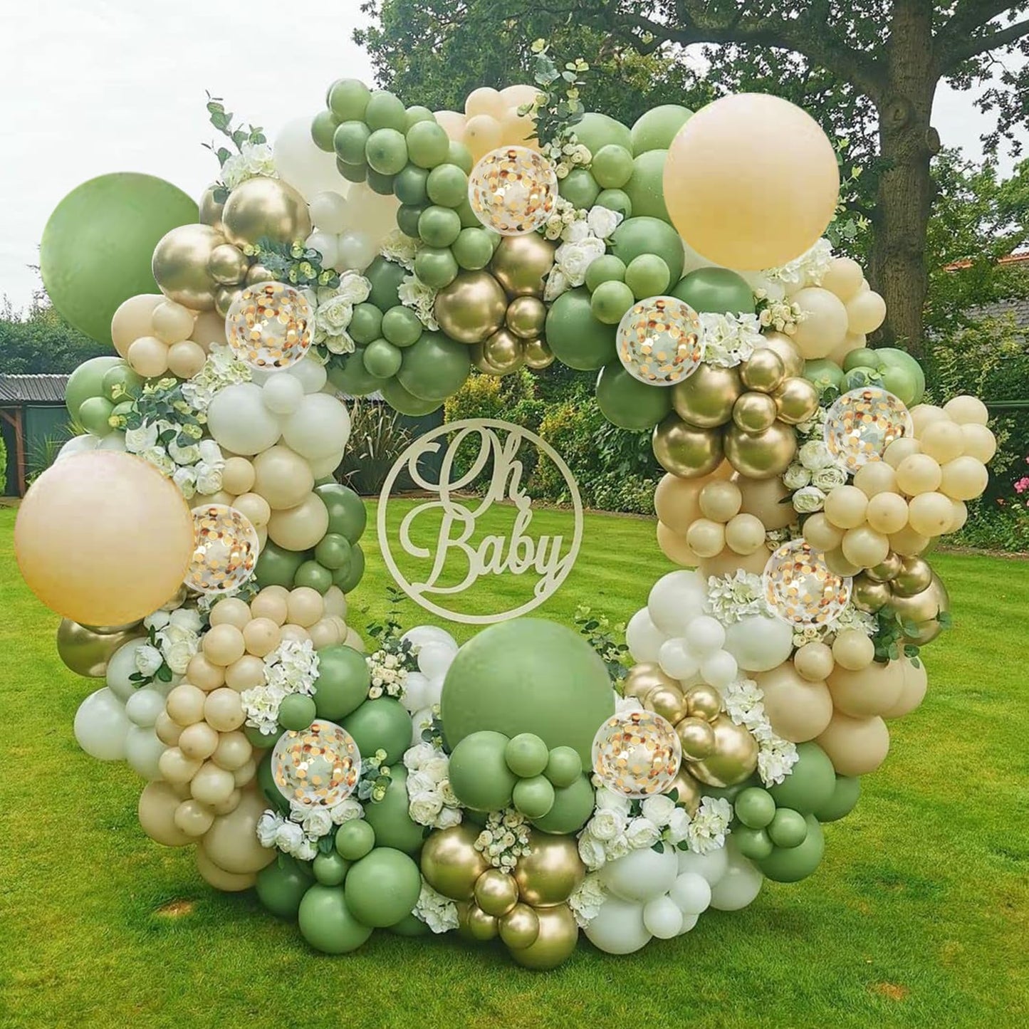Dusty Blue Balloon Arch Kit, Dusty Baby Blue Balloons Arch Kit With Metallic Gold Sand White Gold Confetti Balloons for Wedding Bridal Shower Boy Birthday Party Baby Shower Decorations