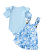 SUNNY PIGGY Toddler Baby Girl Overalls Clothes Toddler Adjustable Suspender Jumpsuit Short Sleeve Outfit Little Girl's Set