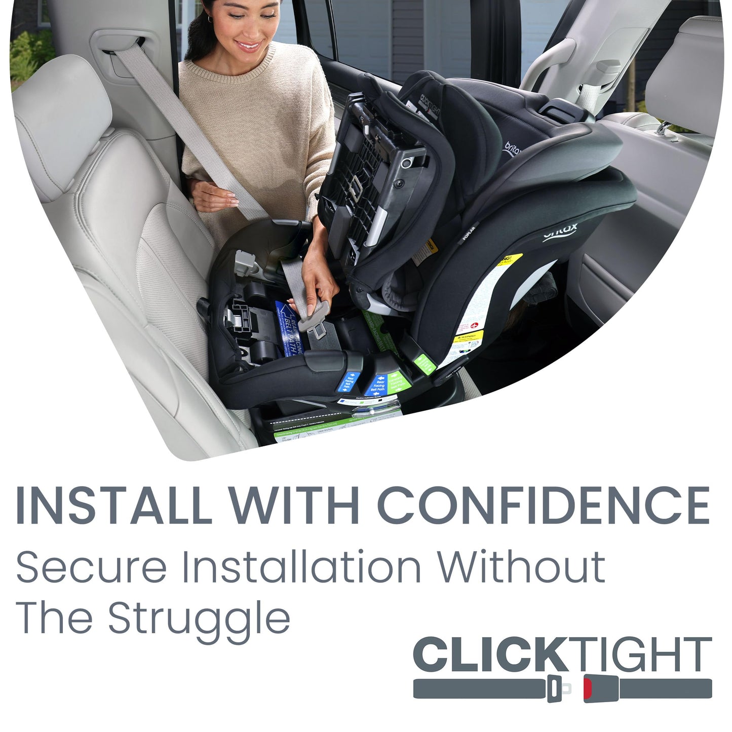 Britax Poplar S Convertible Car Seat, 2-in-1 Car Seat with Slim 17-Inch Design, ClickTight Technology, Arctic Onyx