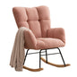 NIOIIKIT Nursery Rocking Chair Teddy Upholstered Glider Rocker Rocking Accent Chair Padded Seat with High Backrest Armchair Comfy Side Chair for Living Room Bedroom Offices (Ivory Teddy)