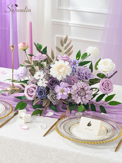 Serwalin Pink Artificial Flowers, Silk Fake Flowers for DIY Wedding Bridal Bouquets, Wedding Cake Flowers for Table Centerpieces Baby Shower Birthday Party Home Decorations