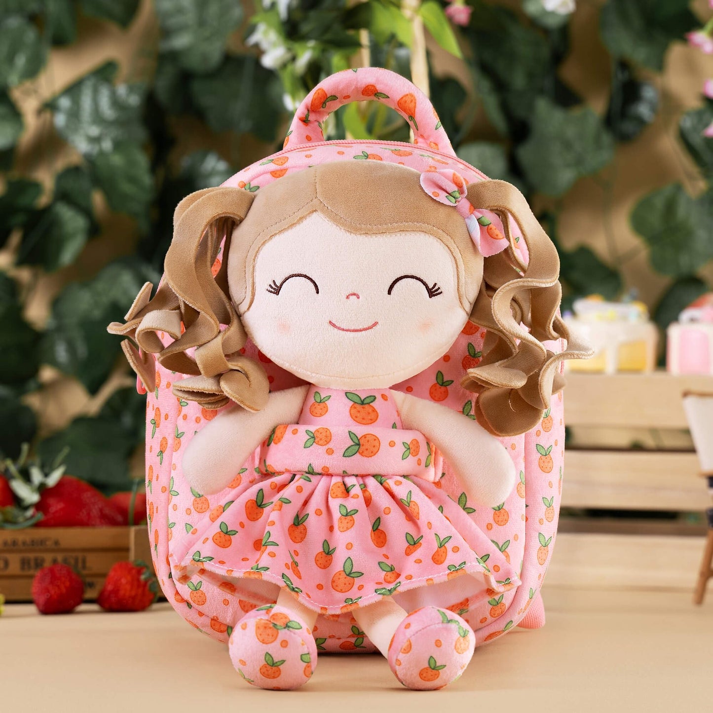 Gloveleya Toddler Backpack Baby Ballerina Girl Gifts Plush Curly Hair Ballet Backpack - Black Blonde 9 inches