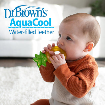 Dr. Brown's AquaCool Water-Filled Baby Teether, Cools & Massages Sore Gums, BPA Free, Pineapple and Apple, 2 Pack, 3m+