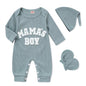 GRNSHTS Newborn Baby Boy Romper Coming Home Outfits Letter Print Bodysuit Jumpsuit+Hat+Gloves 3PCS Clothes Set