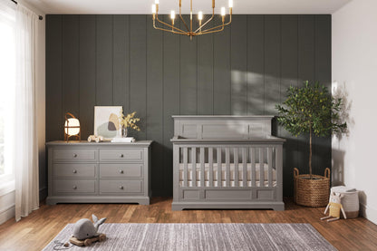 Child Craft Jordyn Full Panel 4-in-1 Convertible Crib, Baby Crib Converts to Day Bed, Toddler Bed and Full-Size Bed, 3 Adjustable Mattress Positions, Non-Toxic, Baby Safe Finish (Lunar Gray)