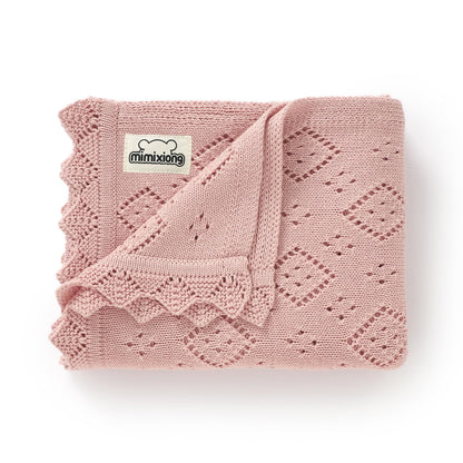 mimixiong Baby Swaddle Blanket 100% Cotton Gender Neutral Pointelle Receiving Blanket for Boys Girls Cuddle Stroller Crib Blanket (Oatmeal)