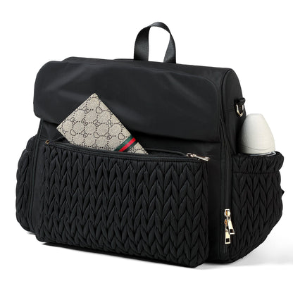 Allie Backpack Stylish Diaper Bag,Travel Baby Bag with Insulated Pockets,Changing Pad, Stroller Clips, Shoulder Strap (Black)