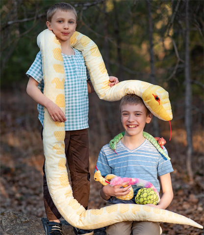 MorisMos Snake Stuffed Animals Plush Toy 120 Inch Giant Snake Plush with Babies Stuffed Snake Toys for Kids Plush Party Decorations Favors Prank Props, 4 Snake Babies, 3 Snake Eggs