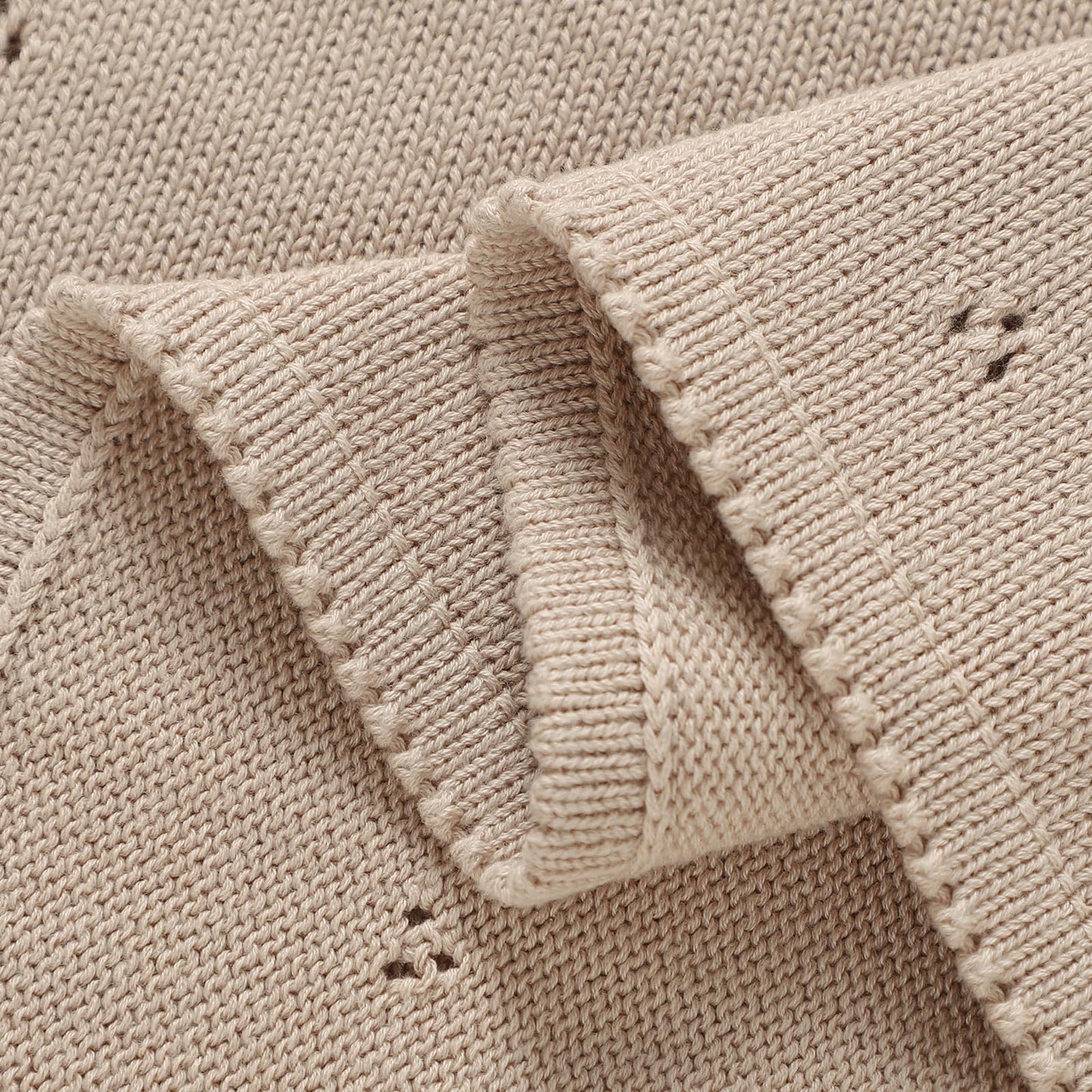 mimixiong Organic Cotton Baby Blanket Neutral Knitted Soft Crib Nursery Swaddling Receiving Blankets for Newborn Baby Boy Girl 40x30 Inch (Oatmeal)