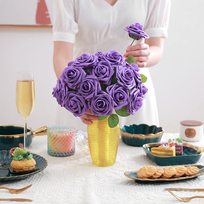 Artificial Flowers Combo, Fake Flowers for DIY Tables Centerpieces Baby Shower Bridal Shower Wedding Bouquet Arrangements Party Candle Holder Cake Decor Flower Home Decorations