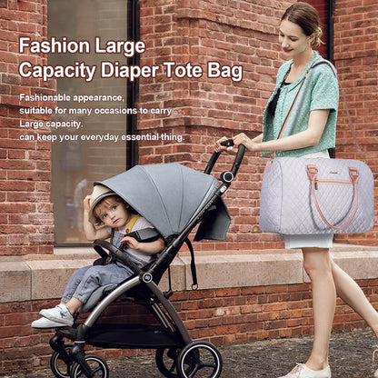 LOVEVOOK Diaper Bag Tote with Pacifier Case and Changing Pad, Large Capacity Mommy Bag for Hospital and Weekender Travel, Functional Baby Bag Newborn Baby Essential, Black