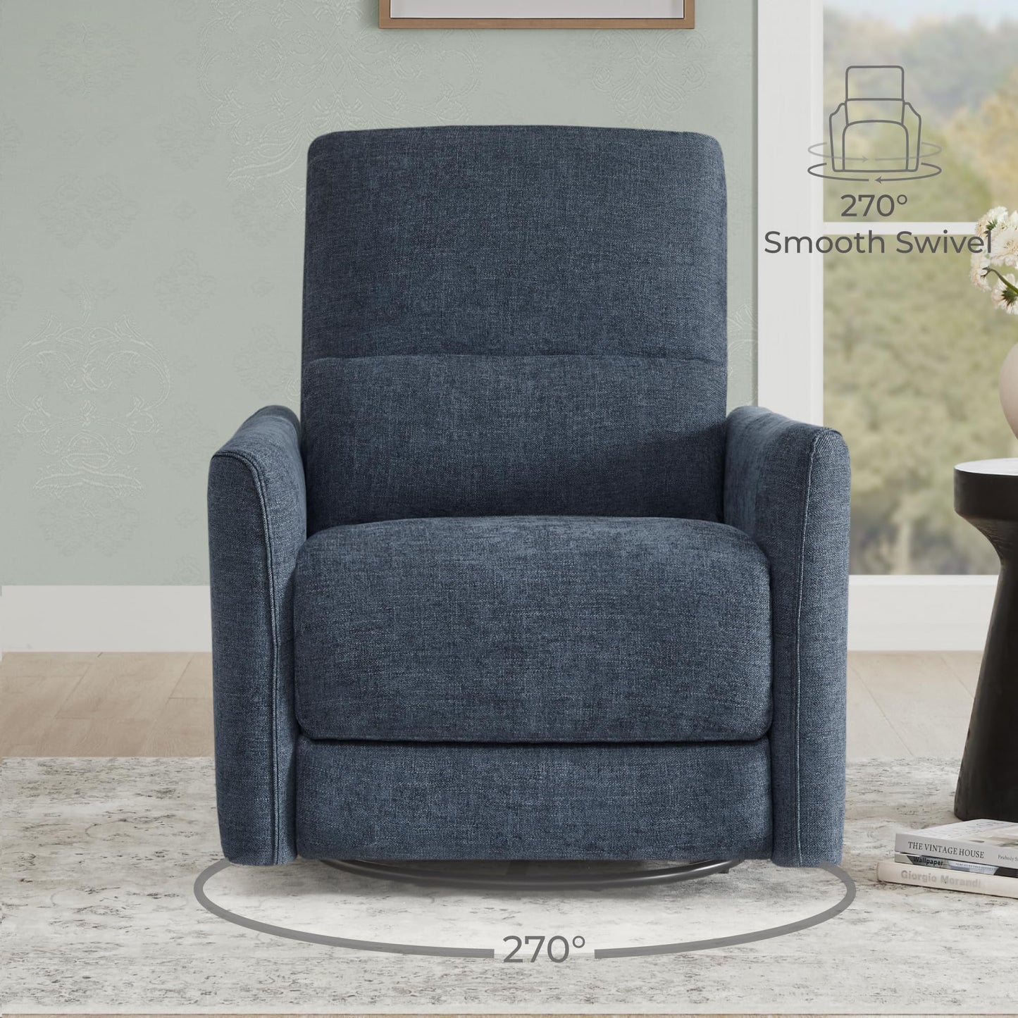 CHITA Power Recliner Chair Swivel Glider, FSC Certified Upholstered Living Room Nursery Reclining Sofa Chair with Lumbar Support, Linen