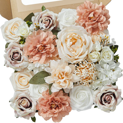Serwalin Pink Artificial Flowers, Silk Fake Flowers for DIY Wedding Bridal Bouquets, Wedding Cake Flowers for Table Centerpieces Baby Shower Birthday Party Home Decorations