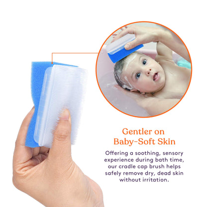 Special Supplies (6 Pack) Baby Bath Sponges Soft Foam Sensory Scrubber with Cradle Cap Bristle Brush - Body, Hair, and Scalp Cleaning - Gentle on Infant, Toddler Sensitive Skin - Great Sensory Feel