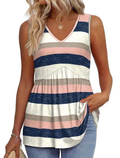 OFEEFAN Womens Tank Tops 2025 Flowy Peplum Tops for Women Dressy Sleeveless V Neck Babydoll Tank Tops