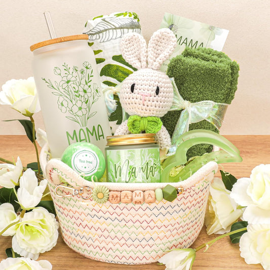 New Mom Gifts,Baby Girl Boy Gifts,Baby Shower Gift for Mom and Baby,Pregnancy Gift for Expecting Mommy,9-Piece Care Basket for First-Time Moms