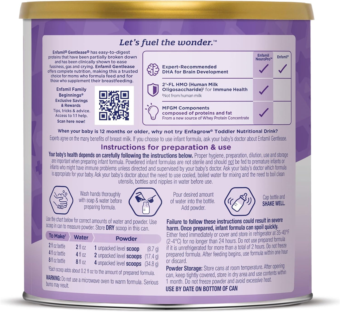 Enfamil Gentlease Baby Formula, Reduces Fussiness, Gas, Crying and Spit-up in 24 hours, DHA & Choline to support Brain development, Value Powder Can, 19.9 Oz
