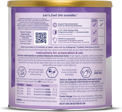 Enfamil Gentlease Baby Formula, Reduces Fussiness, Gas, Crying and Spit-up in 24 hours, DHA & Choline to support Brain development, Value Powder Can, 19.9 Oz