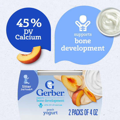 Gerber Baby Food, Yogurt Blends Snack, Banana, 2nd Foods, Baby Snacks, Baby Yogurt, Baby Food Stage 2, No Artificial Flavors or Sweeteners, No Preservatives, 4 oz Tubs (Pack of 2)