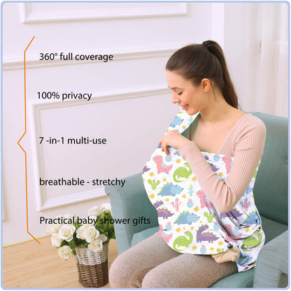 Car Seat Covers Canopy Cover - Multi-use Cover Carseat Canopy, Breathable Breastfeeding Cover, Car Seat Covers for Bbies, Boys & Girls Shower Gifts (Dark Blue Dinosaur)