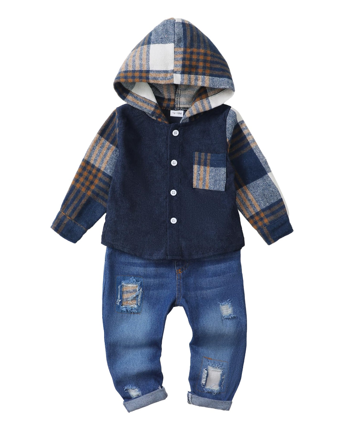NZRVAWS Baby Boy Clothes Toddler Outfit Infant 6 12 18 24 Months2 3 4T Sweatsuit Ripped Jeans Fall Winter Clothing